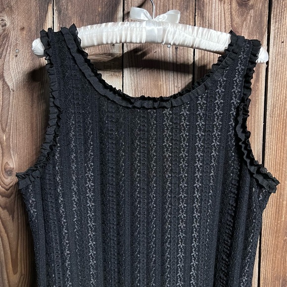 Studio 1940 Whimsigoth Romantic Black Feminine Ruffle Lace 90’s Y2K Tank Sz L - Picture 11 of 13